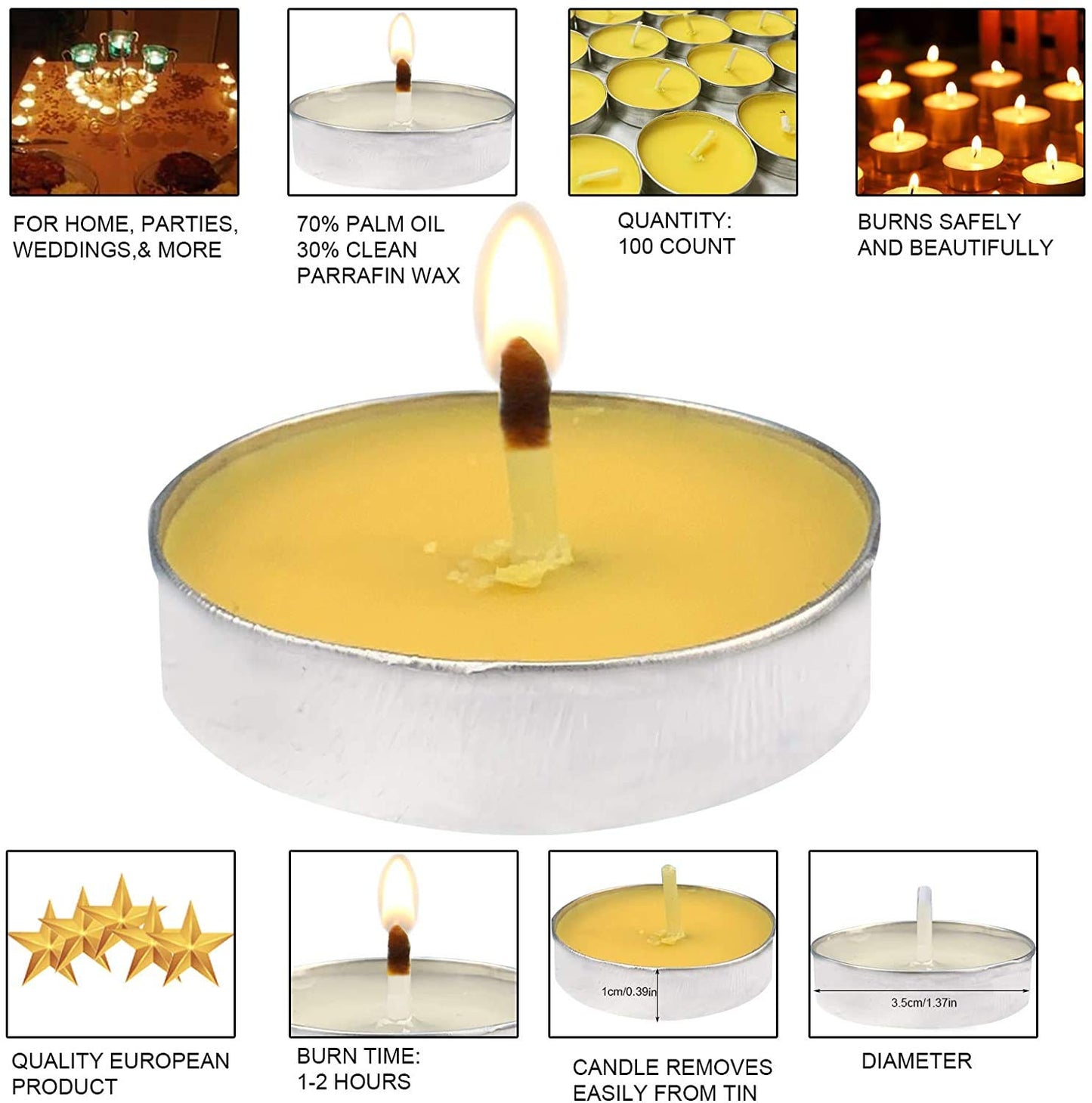 OUO Tea Lights - 50 Pack Smokeless, Dripless & Long Lasting Mini Tealight Candles for Mood, Dinners, Parties, Home Decoration, Wedding, Crafts (Purple)