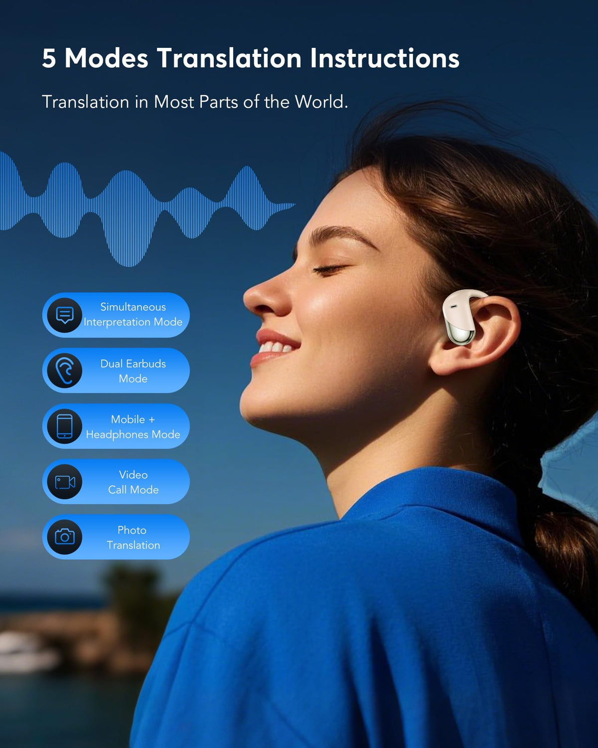Paekole H5 AI Translation Earbuds: Real-Time 2-Way Language Translator Device (198+ Languages) for Face-to-Face & Travel, Bluetooth Headphones, Audifonos Traductores - Classic Khaqi
