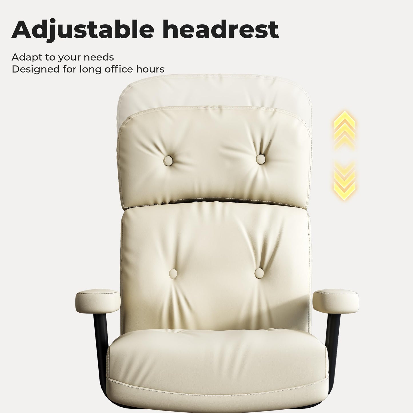 EIZIMZVU Home Office Chair with Adjustable Headrest, 5" Thick Cushion, High Back Swivel Desk Chair, Multiple Materials & Colors Faux Leather, Velvet Computer Chair (High-Back, 2282-Cloth-White)