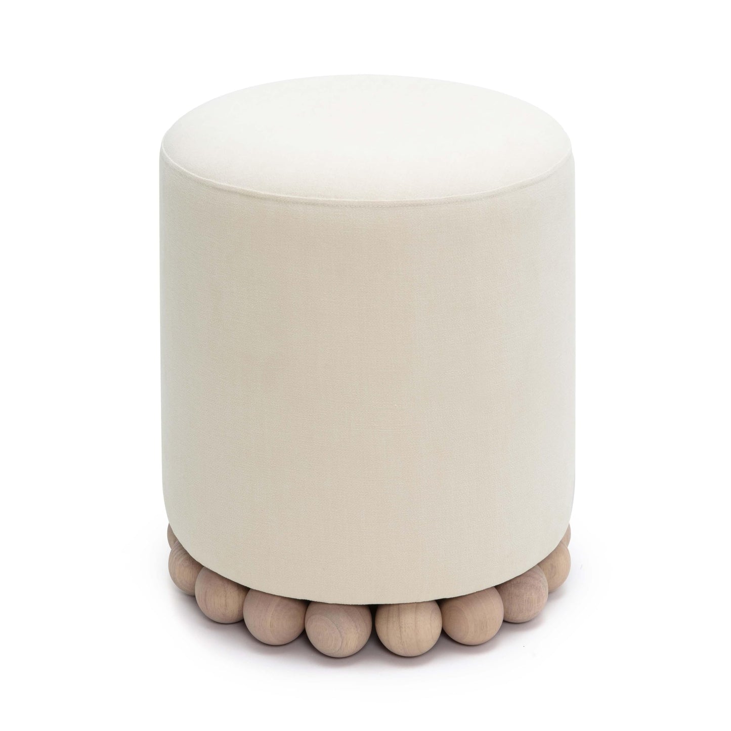 Tov Furniture Dex Cream Upcycled Fabric Ottoman