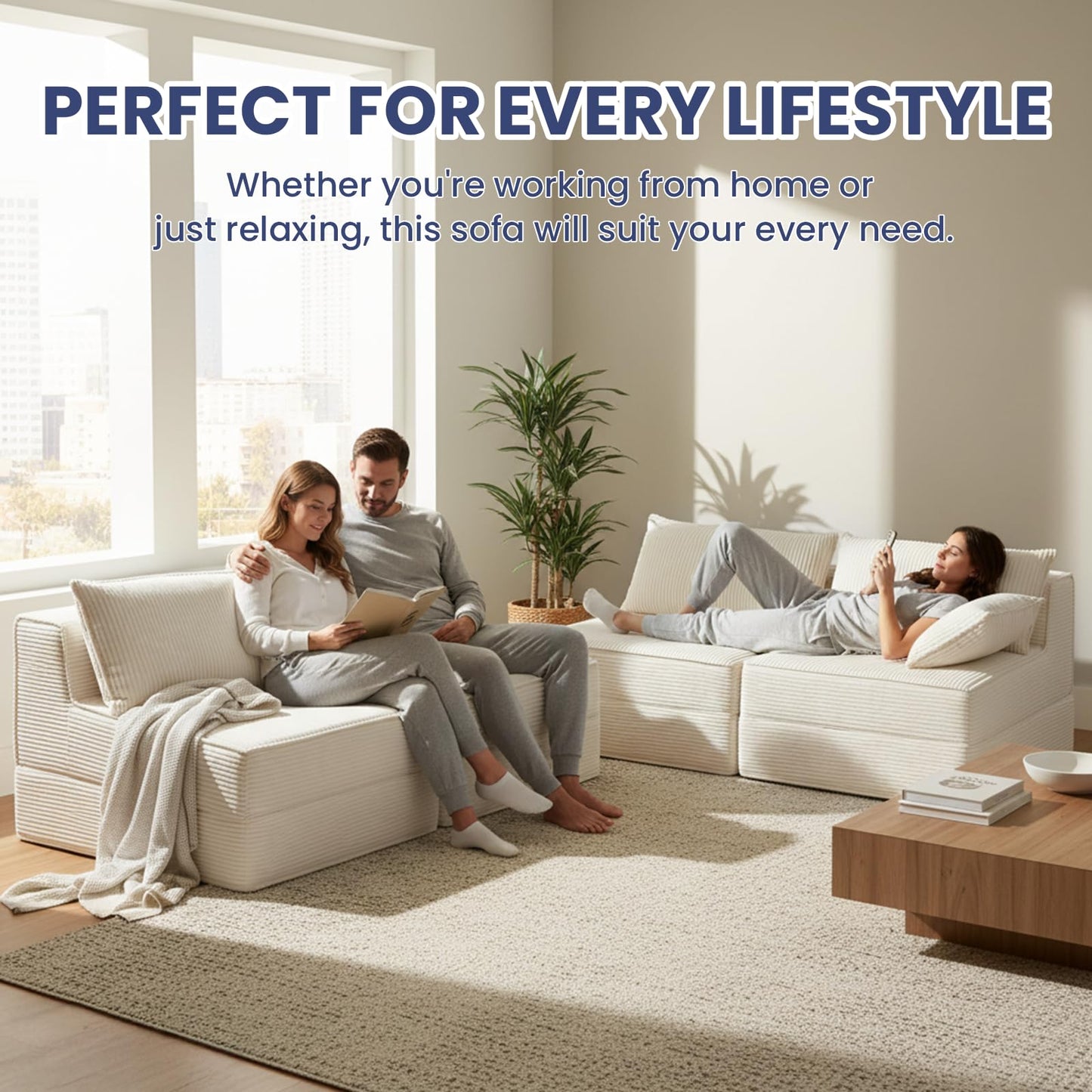 NLDD Convertible Sofa Bed, Fold Out Loveseat Sleeper Sofa Chair with Pillow, Folding Sofa Bed with Back Support, Portable Chair Bed Comfy Floor Lounge Sofa for Living Room Bedroom Guest Room, Beige