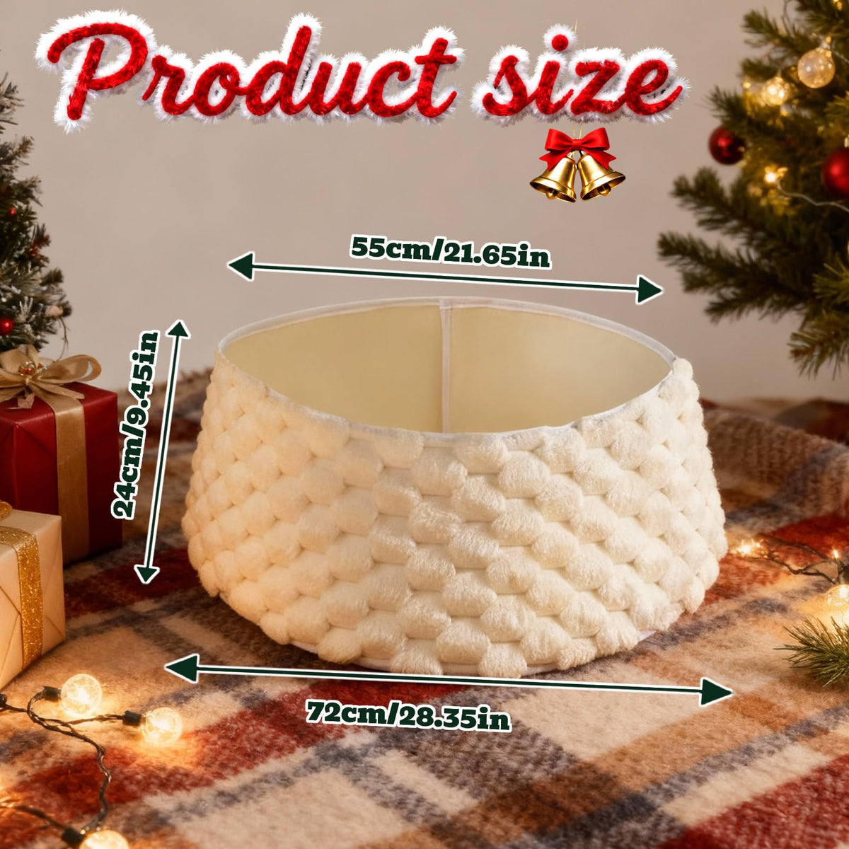 Christmas Tree Collar for Artificial Trees White Faux Fur Plush Large Ring Soft Boho Christmas Tree Skirt for Holiday Decorations Home Decor