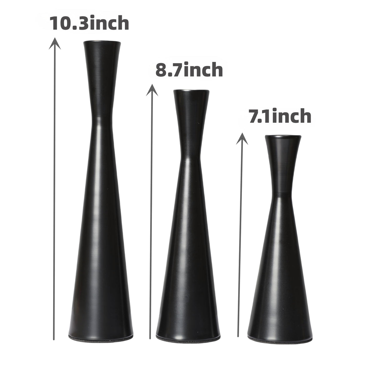 Set of 3 Taper Candle Holders Metal Candlestick Holders Table Mantel Decorative Candle Stand for Dinning,Party，Wedding,Home Decor(Matte Black)