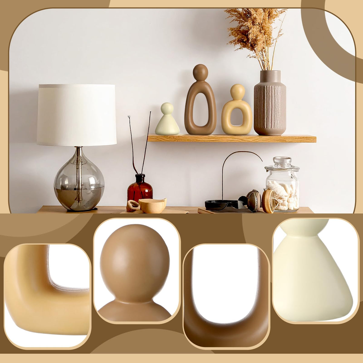 Youyole Abstract Family of 3 Modern Sculpture Modern Home Decor for Shelf, TV Stand, Bookshelf, Living Room Decorative Accents and Housewarming Gift for Living Room Office Table Shelves Decorations