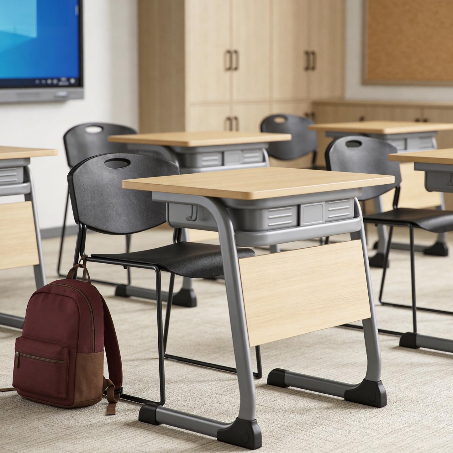 MAKE CHANGES Stacking Chairs Set of 4, Plastic Waiting Room Chair with Sled Base, Stackable Office Guest Reception Chairs No Wheels for Break Rooms and Conference Rooms Black
