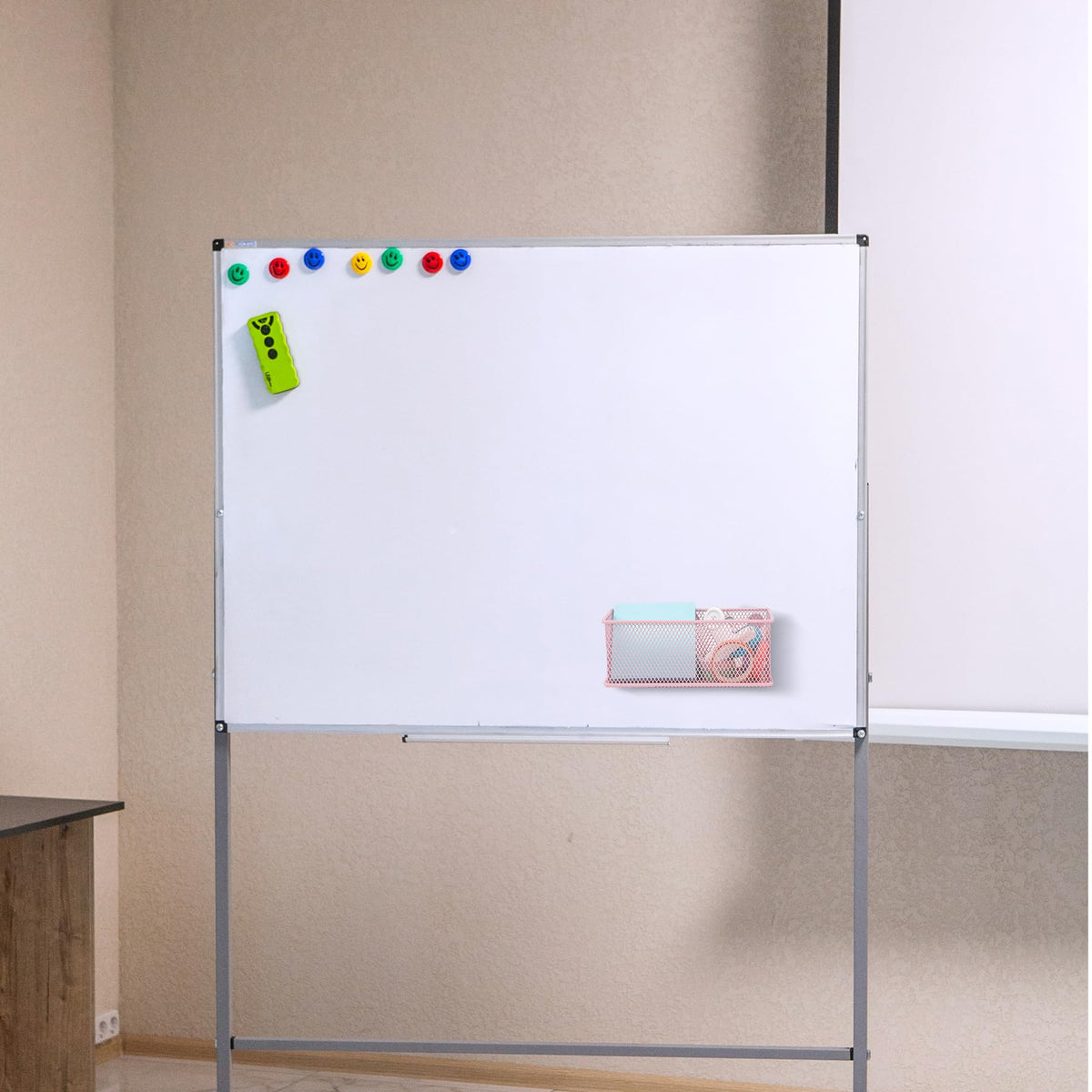 EASEPRES Magnetic Pencil Holder Set of 6 - Wire Mesh Storage Baskets Organizer with Strong Magnets - Perfect for Whiteboard, Refrigerator and Locker Accessories, Pink