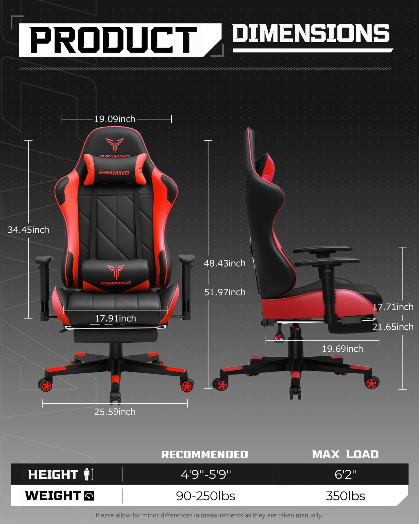 GTPLAYER Gaming Chair, Big and Tall Video Game Chair with High Back PU Leather, Home Office Ergonomic Computer Chair with Footrest, Adjustable Height, 360° Swivel Wheels for Adults and Teens