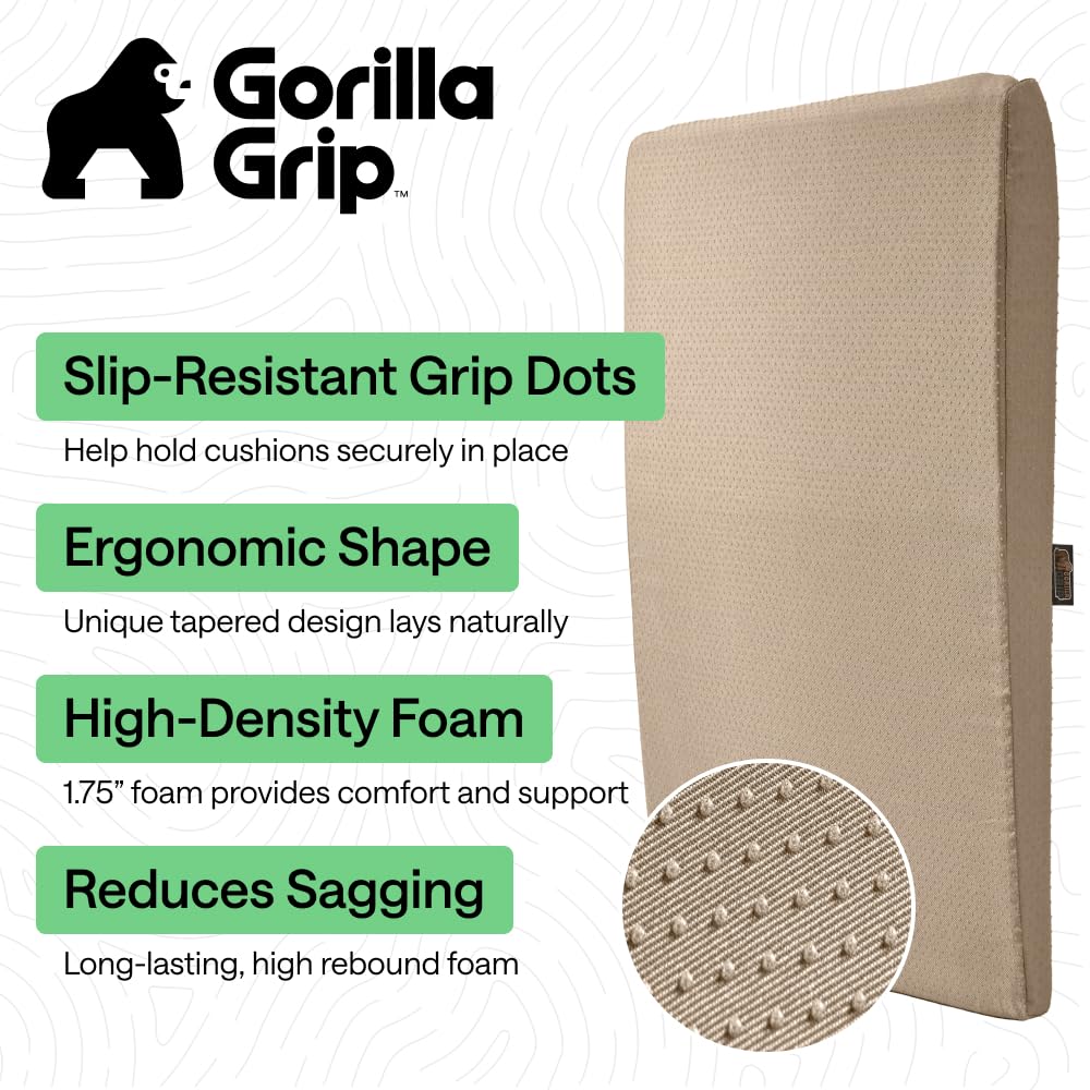 GORILLA GRIP Ergonomic High Density Couch Cushion Support Foam, Quick Rebound Sofa Lifters for Sagging Cushions, Stays in Place with Grip Dots, Replacement Stuffing, 20x19x1.75 Inches, 1 Pack, Beige