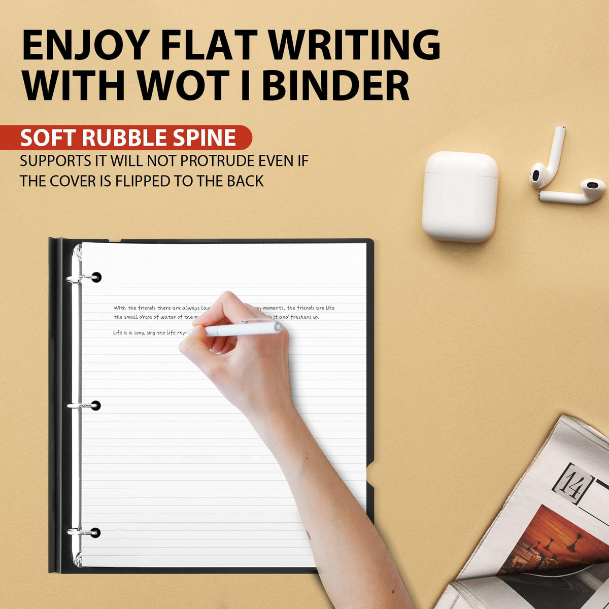 WOT I 1 Inch Telescoping 3 Ring Binder 4 Pack, Expandable Flexible Binder with Customizable Front Cover & Clear Catalog Pocket, Holds 225 Sheets, School Office Supplies, White