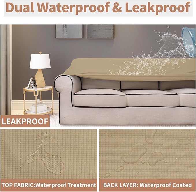 Easy-Going 100% Waterproof Oversized Loveseat Couch Cover, Dual Waterproof Sofa