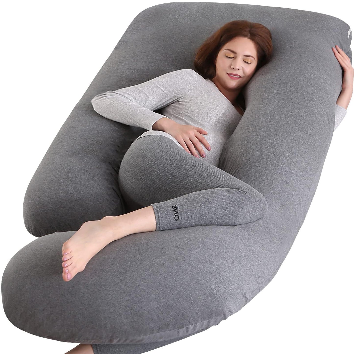 BATTOP Pregnancy Pillow for Sleeping, Full Body Pillow for Pregnancy Women with Removable Cover, 57 Inch Maternity Pillow, Support for Back, Legs, Belly, Hips（Black Drey）