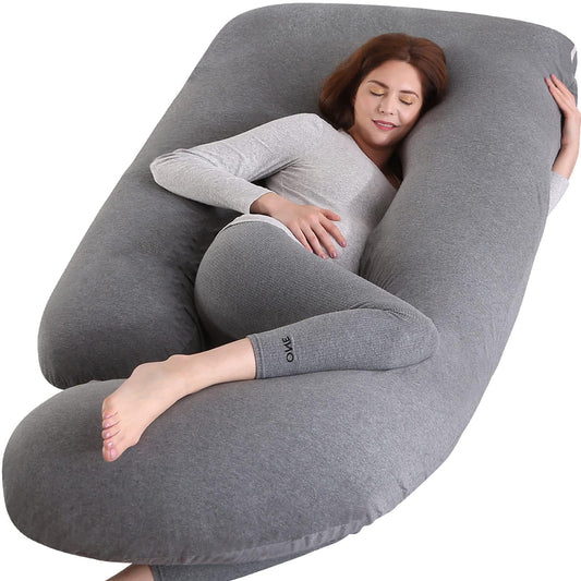 BATTOP Pregnancy Pillow for Sleeping, Full Body Pillow for Pregnancy Women with Removable Cover, 57 Inch Maternity Pillow, Support for Back, Legs, Belly, Hips（Black Drey）