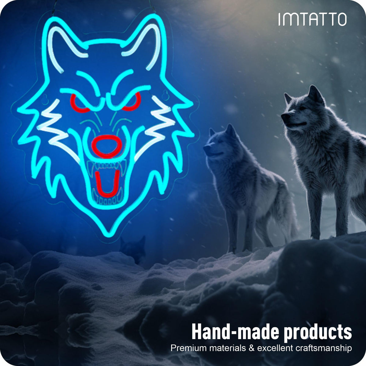 Wolf Neon Sign Wolf LED Light USB Powered Dimmeable Animal Wall Decor Christmas Birthday Gifts for Boys Men Bedroom Living Room Man Cave Home Decoration (Blue Wolf)