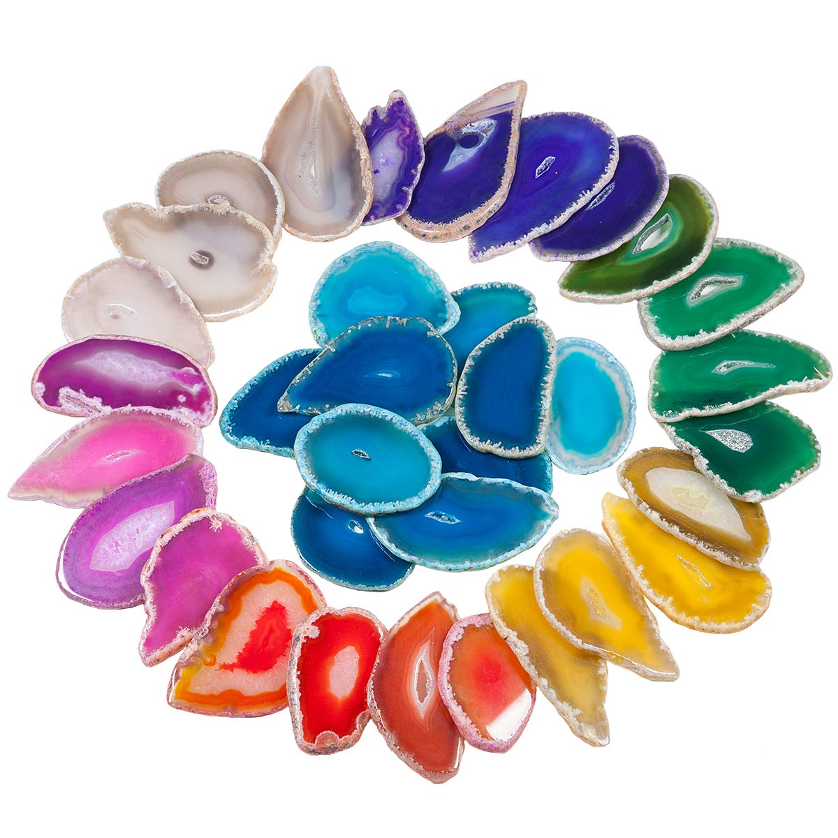 rockcloud 10 Pcs Agate Light Table Slices, Healing Crystals Geode Stones, Irregular Home Decoration Jewelry Making, Multi Color