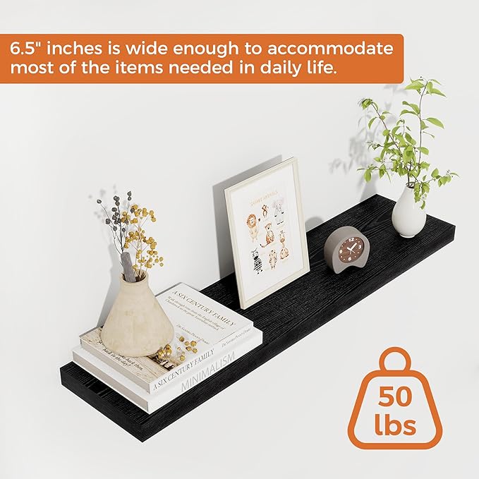 Fun Memories Floating Shelves for Wall, 27.5" Rustic Wood Deep Wall Mounted