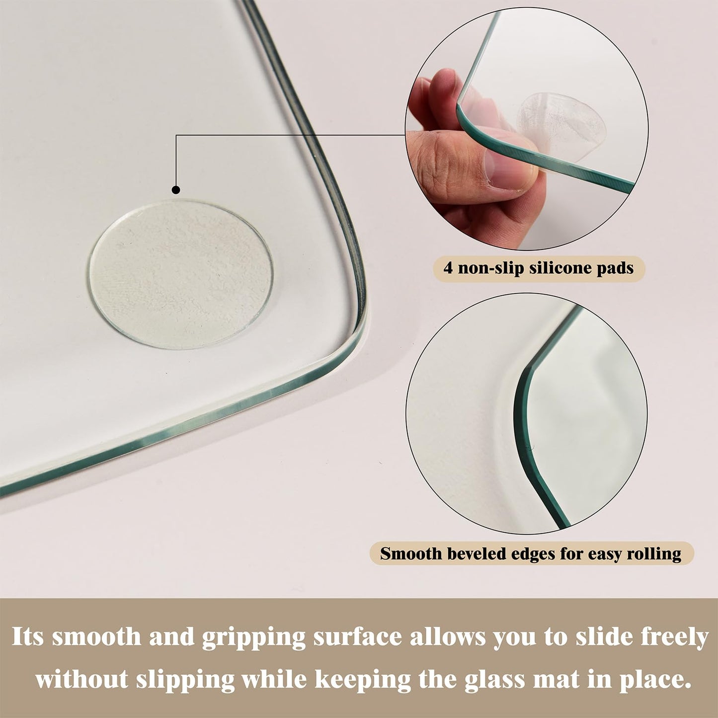 Koonmi Tempered Glass Chair Mat for Hardwood Floors & Carpets, 36" x 55“ Transparent Heavy Duty Office Floor Protector with Noise-Free Gliding Shatterproof for Home Office Desk