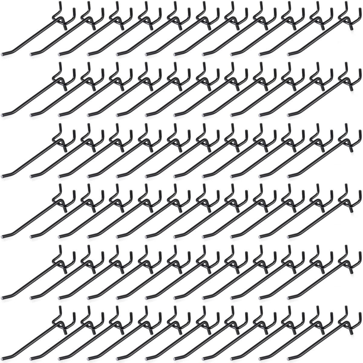 Shimeyao 100 Pcs Peg Board Shelving Hooks Stainless Steel Hanging Board Pegs Wall Display Hooks Bulk for 1/8 1/4 Garage Storage Organizer Accessories (4 Inch,Black)
