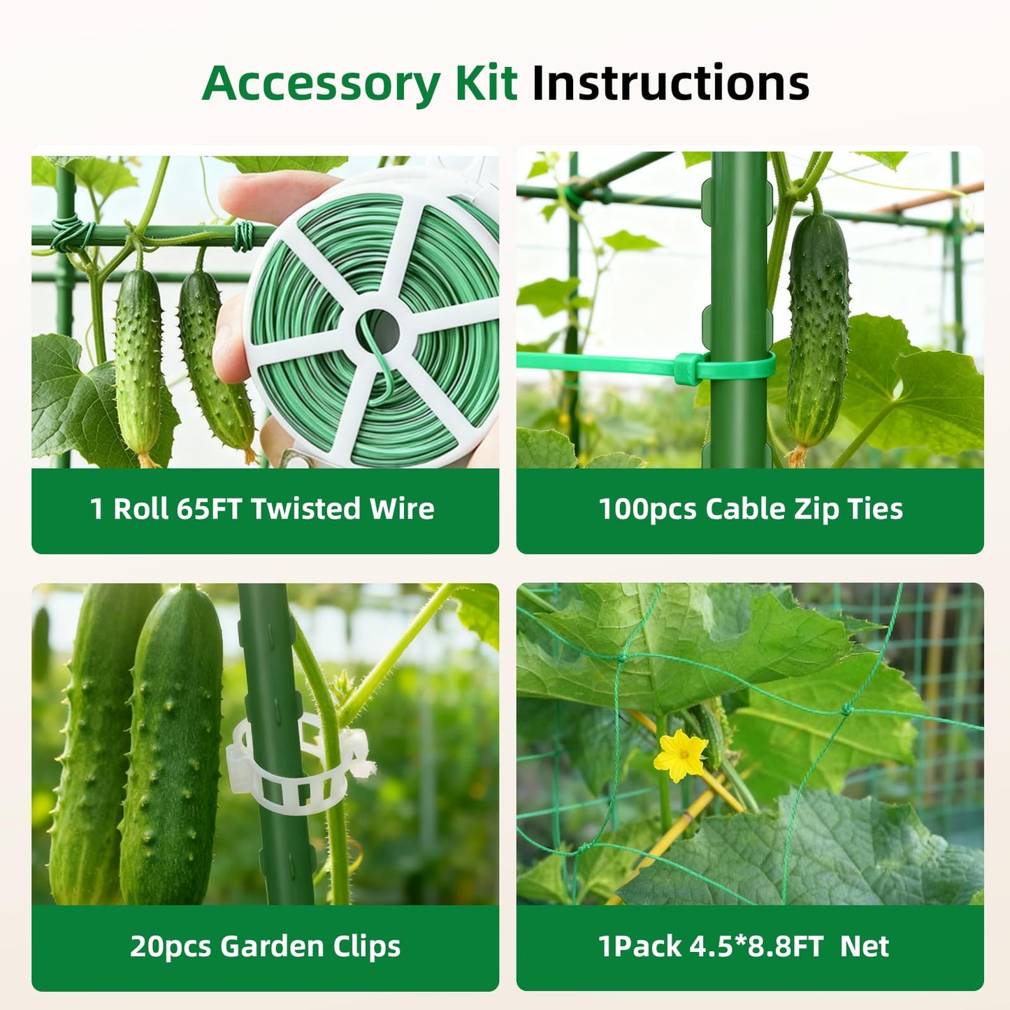 Laodier Cucumber Trellis for Raised Bed, U-Shape Garden Arch Metal Support for Climbing Plants, Metal Arch Plant Support Vegetables Trellis, Plant Support for Vine (Green, 31.5 * 30 * 47inch(L*W*H))