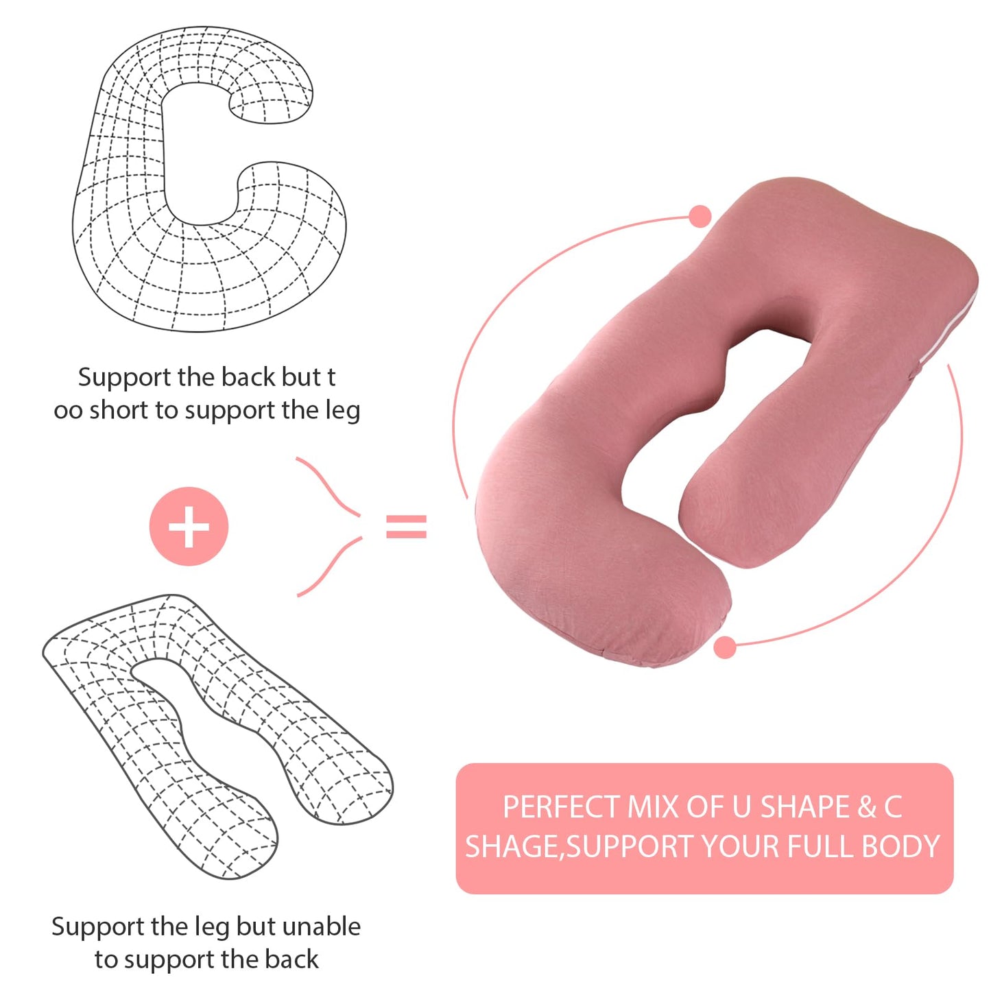 BATTOP Pregnancy Pillow for Sleeping,Maternity Pillow with Cooling Removable Cover,Support for Back,Legs,Belly,Hips for Pregnant Women,Body Pillows for Adults,Pregnancy Must Haves