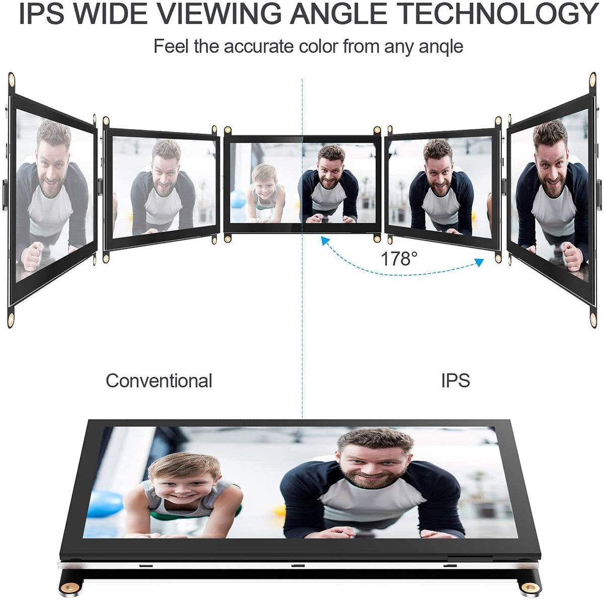 HMTECH 7 Inch Raspberry Pi Screen Touchscreen Monitor 1024x600 HDMI Monitor 16:9 IPS Screen Display for Raspberry Pi 5/4/3/2/Zero/B/B+ Win10/8/7, Free-Driver