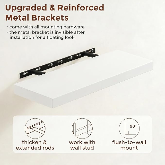 fuqing White Floating Shelves | 24 Inch Wood Floating Shelves