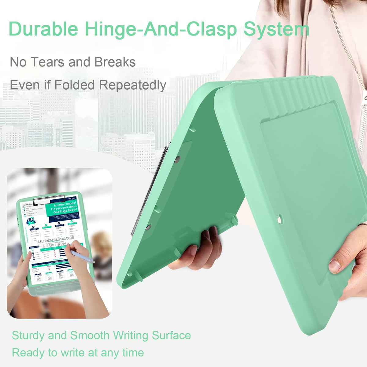 SFLHHDM Clipboard with Storage,Storage Clipboard with Pen Holder, A4 Binder Clip Boards 8.5x11 with Low Profile Clip,Side Opening Nursing Clipboards Folder for Office Supplies-Grayish Green