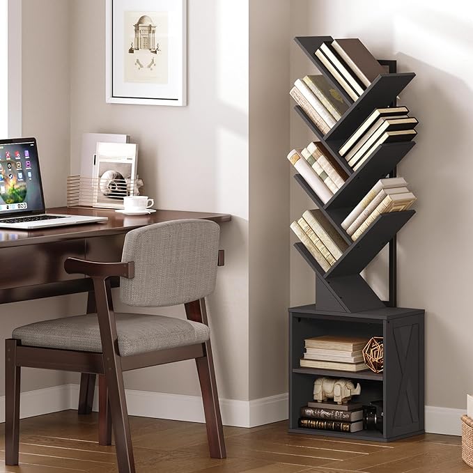 RALGEND Tree Bookshelf, 6 Tier Bookcase
