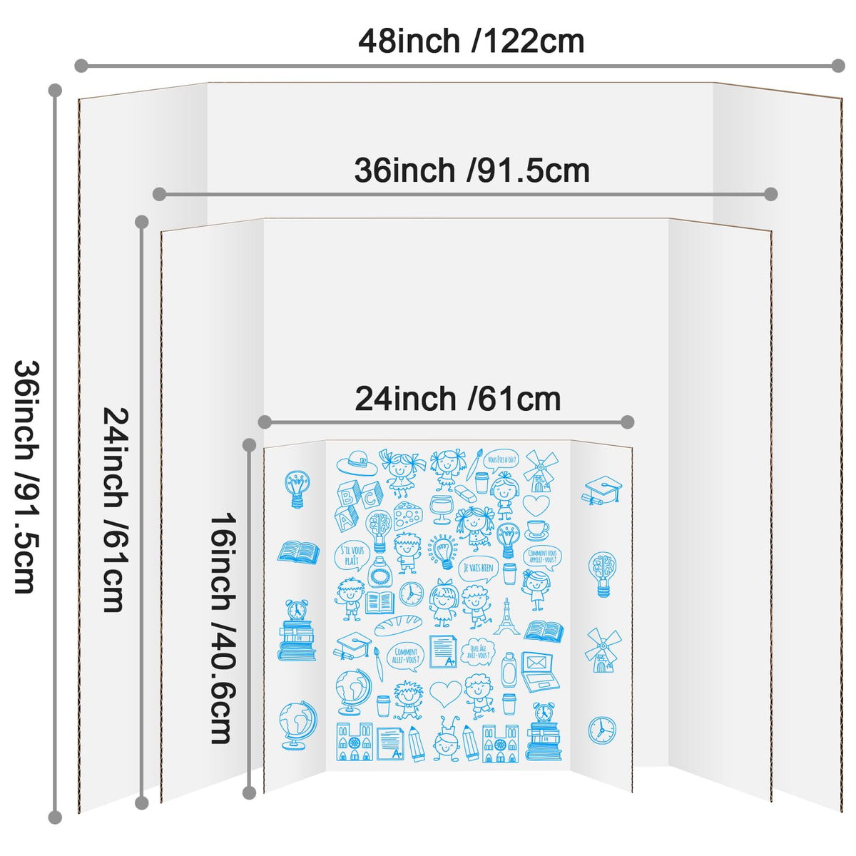 4 Pack Trifold Poster Board 48" X 36", IKAYAS Single Sided White Poster Boards, Science Fair Display Boards Posterboard for Mounting, Prints,Art,Display,Projects Classroom Supplies