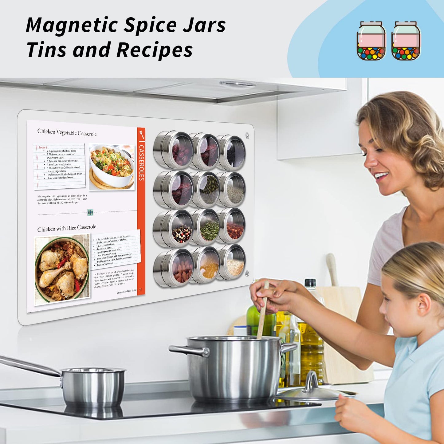 17.7" x 11.8" 2 Pack White Metal Magnetic Board - Magnet Bulletin Board to Display Magnetic Letters Numbers Animal, Poetry, Spice Jars, Notes, Photos, Suitable for Wall, Refrigerator, Cubicle