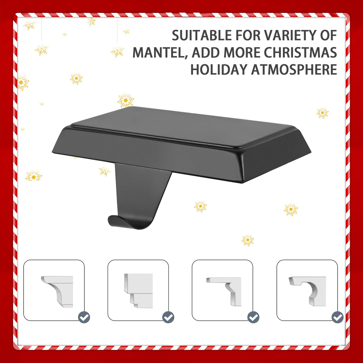 Doitory Christmas Stocking Holder Hanger for Mantle,4 Pack for Xmas Decorations Lightweight and Adjustable for Fireplace Home Decoration