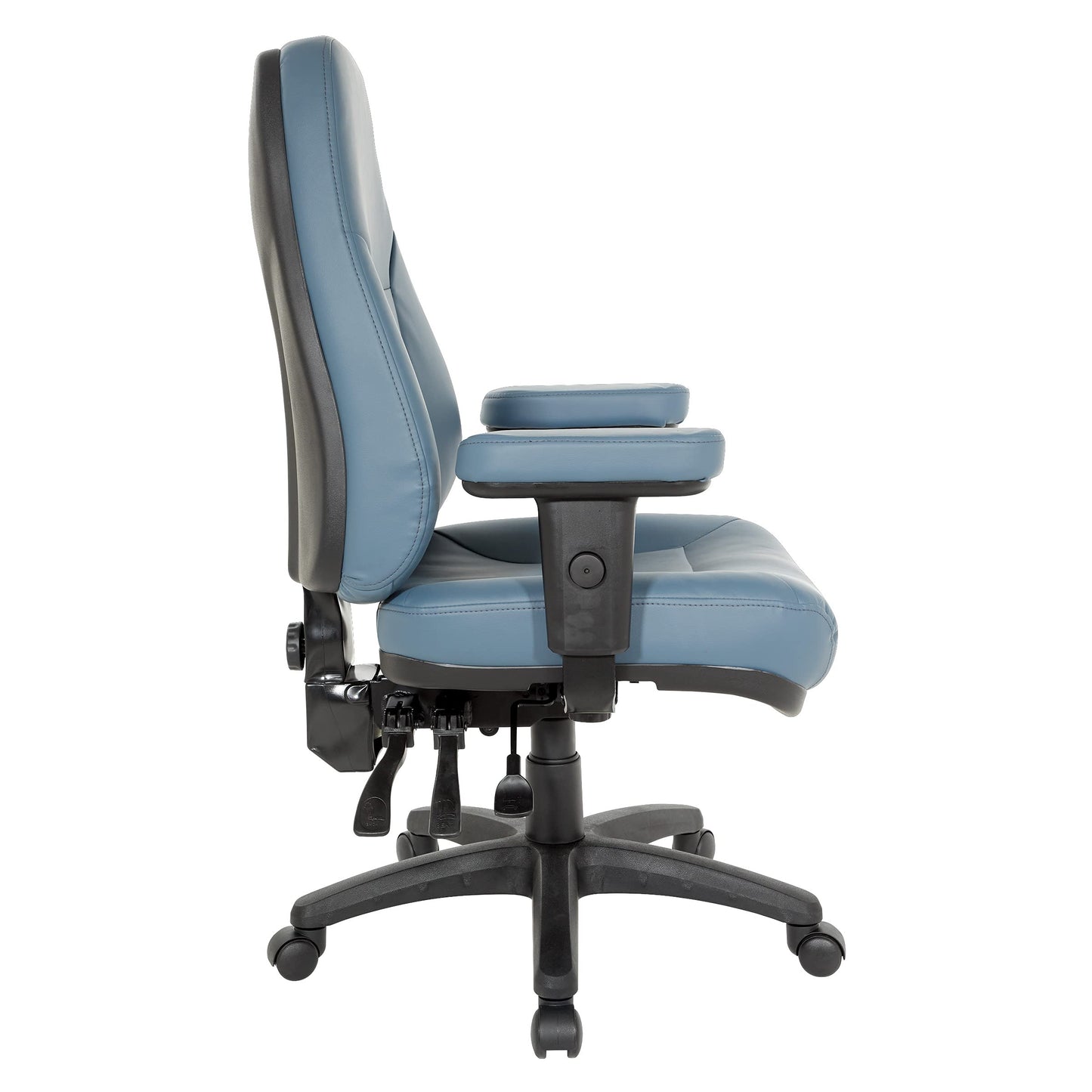 Office Star EC Series Professional Executive Ergonomic High Back Office Chair with Dual Function Control, Padded Contour Seat and Adjustable Padded Arms, Dillon Blue