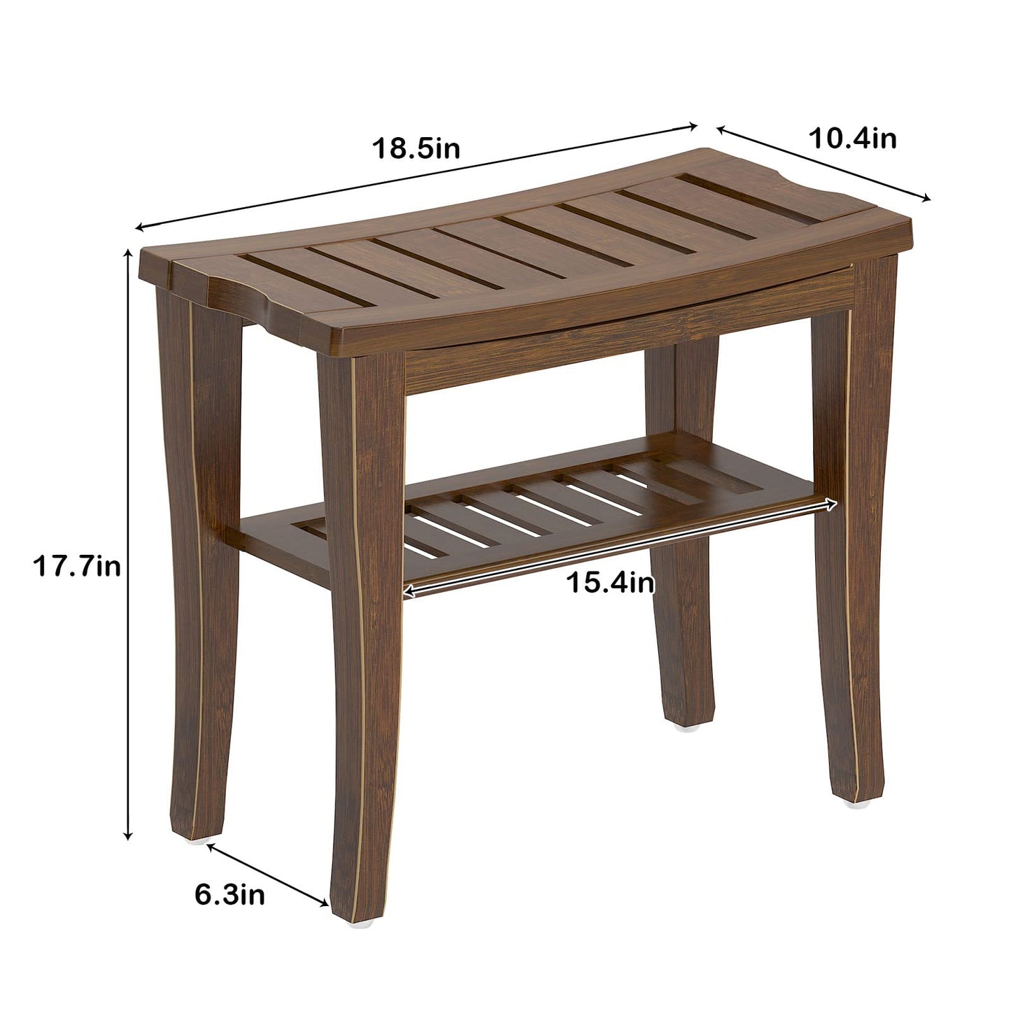 SogesHome Bamboo Shower Bench, Shower Caddies Foot Rest with Storage Shelf for Shampoo Towel, Ideal for Bathroom/Living Room/Bedroom, Dark Brown