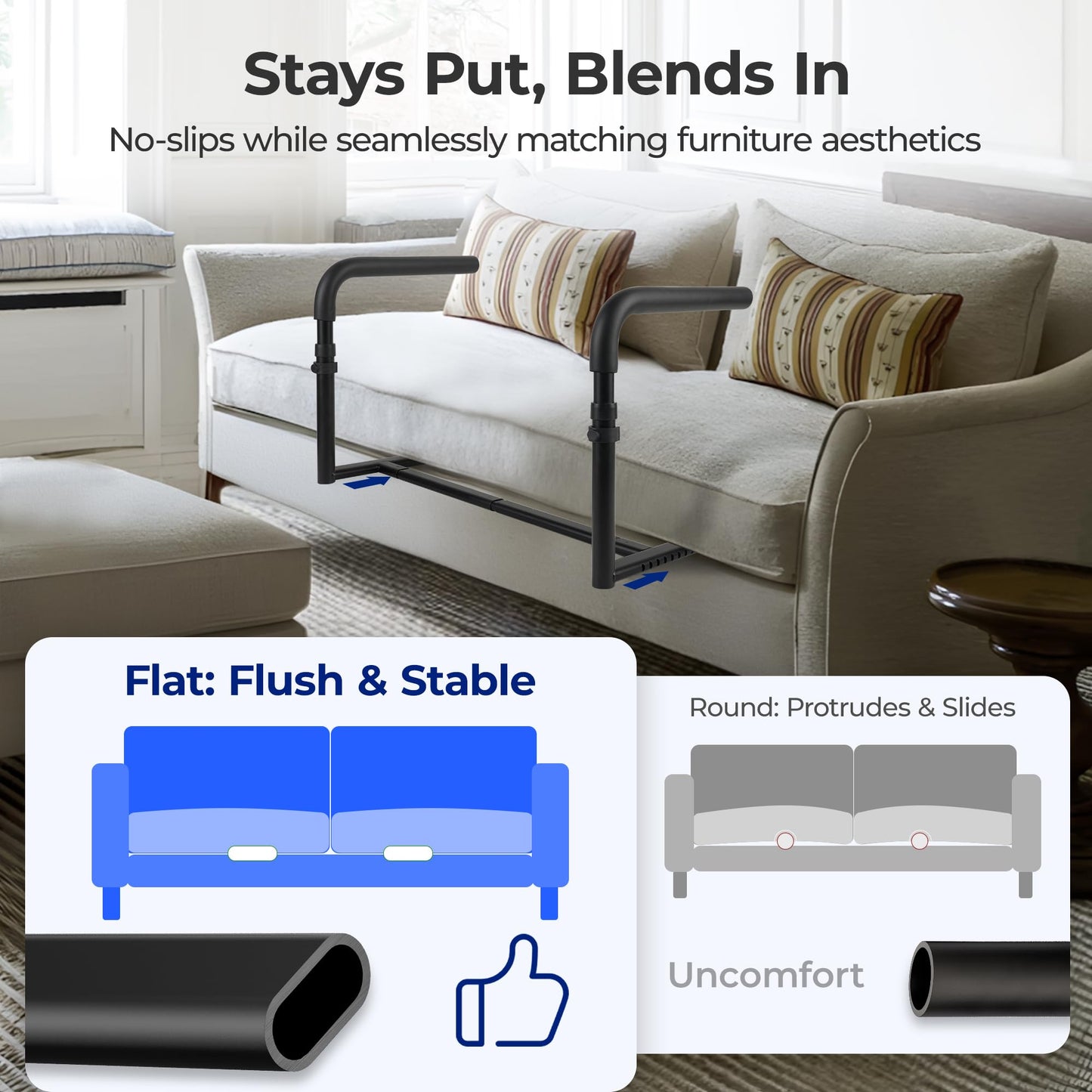NIMOOD L1 Stand Assist Rail for Couch, Chair Stand Assist Aid for Elderly, Elderly Assistance Products, Disabled, Senior Mobility Aids Adjustable for Sit, Stand, Couch Cane, 18 in Couch Wide at Least