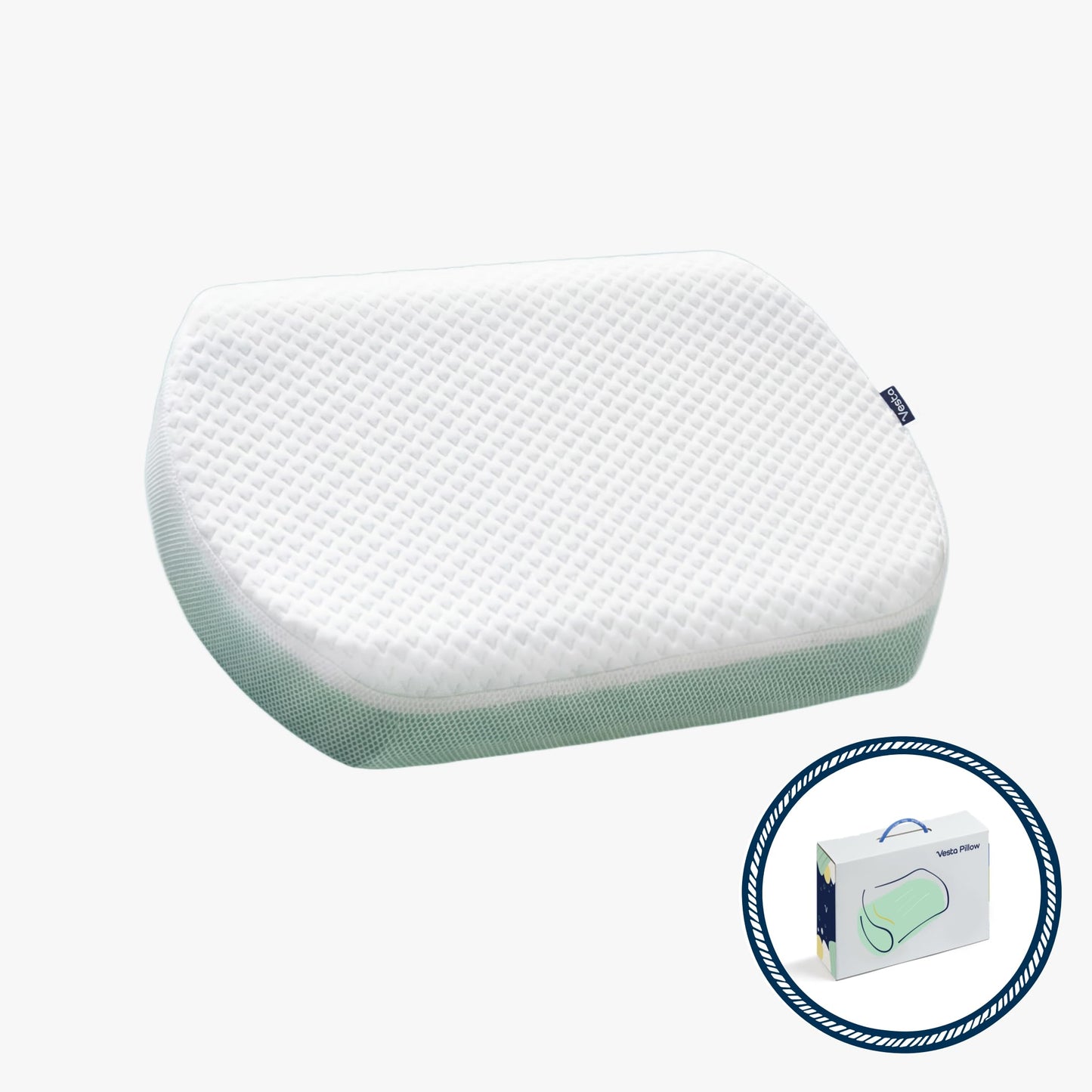 Vesta MintZen Silicone Foam Pillow, Wave Shape for Shoulder & Neck Support, Ideal for Back, Stomach, and Combo Sleepers, Washable Cooling Cover, Medium Profile (3-3.5" Height)