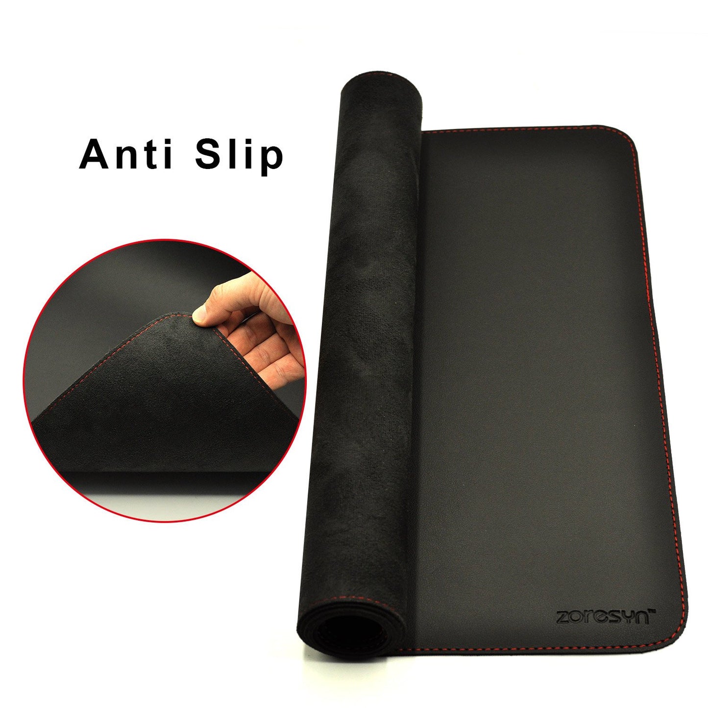ZORESYN 59.1"x27.6" PU Leather Desk Pad Protector, Large Mouse Pad, Executive Computer Office Desk Mat, Non-Slip Desk Blotter, Waterproof Desk Writing Pad for Office and Home (Black)