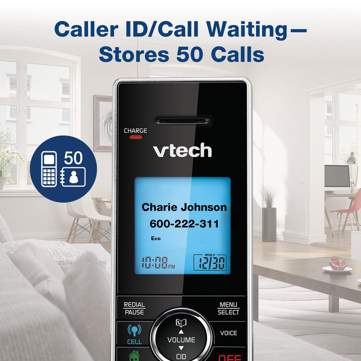VTech DS6771-3 Connect to Cell, Cordless Phone with Answering Machine, DECT 6.0 Headset+2 Handset Intercom, Bluetooth, Caller ID/Call Waiting, Expandable System - Silver/Black
