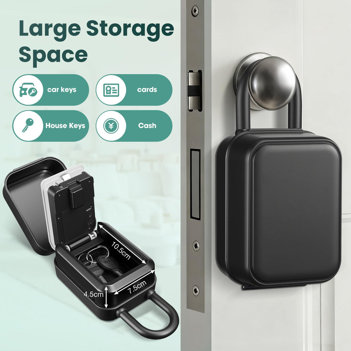 Thlevel Smart Key Lock Box Electronic Bluetooth Lock Box with TTLOCK APP Control & PIN Code Types,Share eKey Lock Box for Airbnb Realtor House Office with Removable Shackle