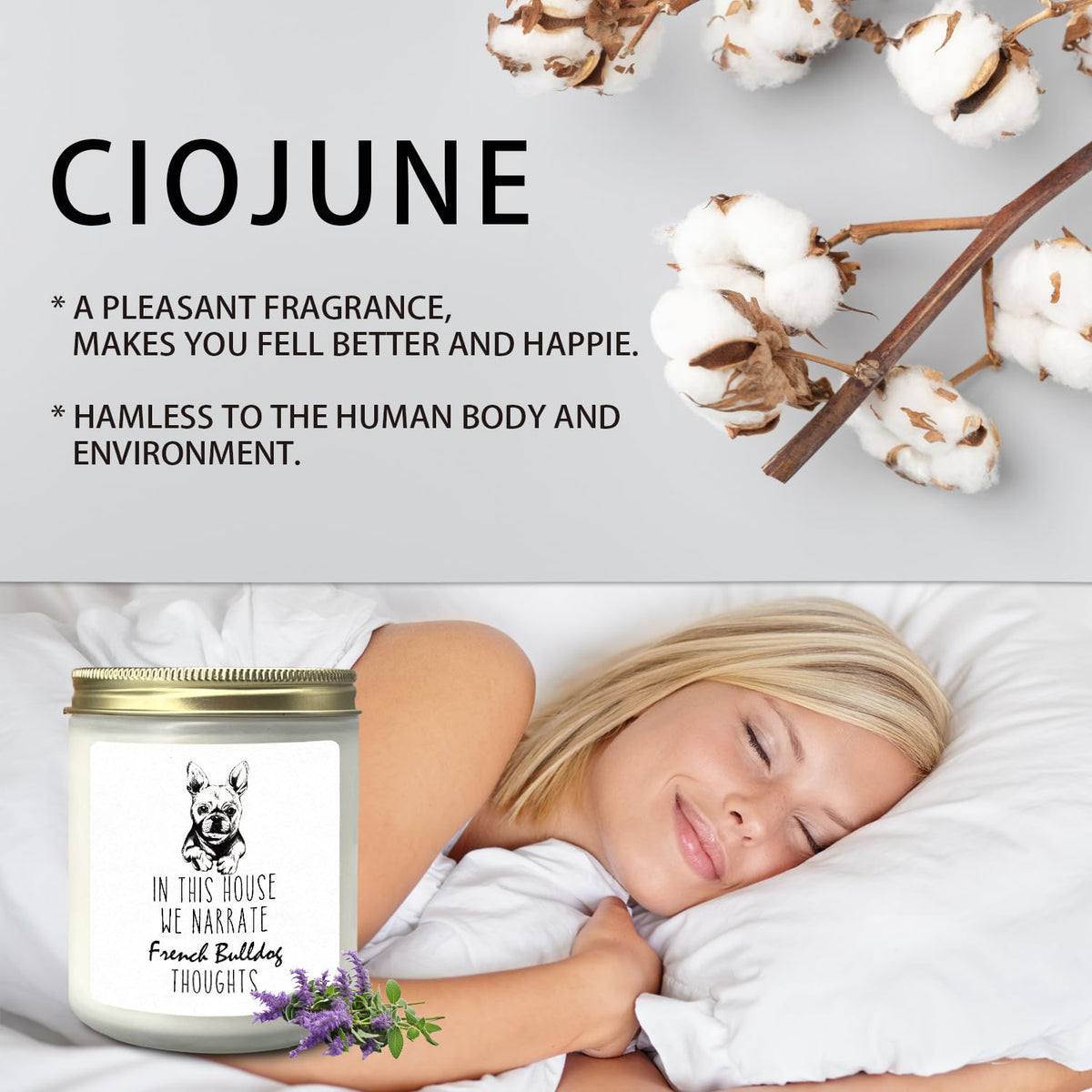 CIOJUNE French Bulldog Dog Candle, French Bulldog Gifts for Women, French Bulldog Mom Gifts, Gifts for French Bulldog Lovers, in This House We Narrate French Bulldogs Thoughts Lavender Candle