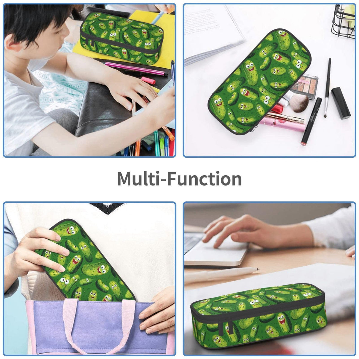 Geoocii Happy Pickle Large Capacity Pencil Case Organizer Pencil Pouch Stationery With Zipper School Supplies Pencil Bag For Girls Boys Teens Adult Office