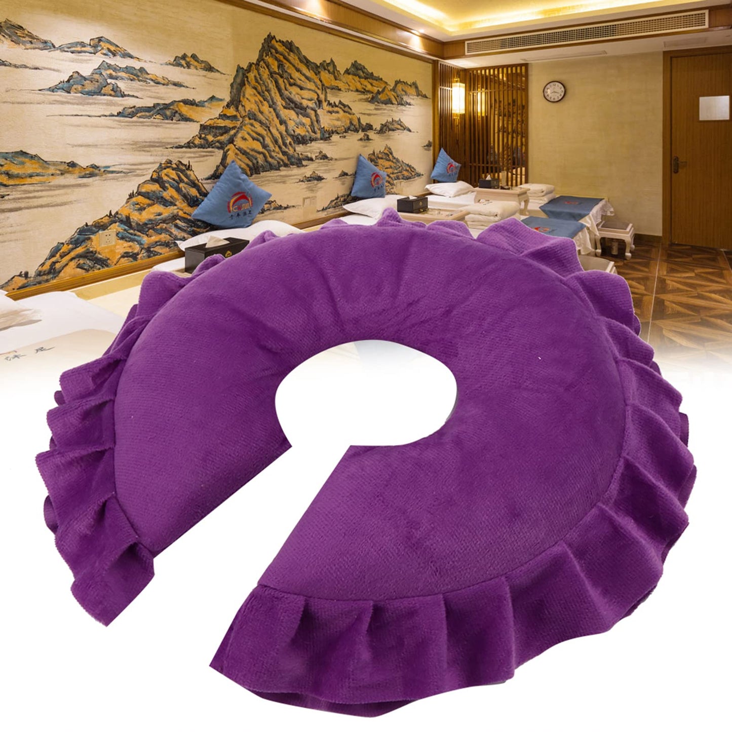 FILFEEL U Shaped Neck Support Cushion, Soft Face Pillow Cushion, SPA Salon Massage Bed U Shape Detachable Face Pillow, Travel Flight Neck Pad (U-Shaped Pillow-)