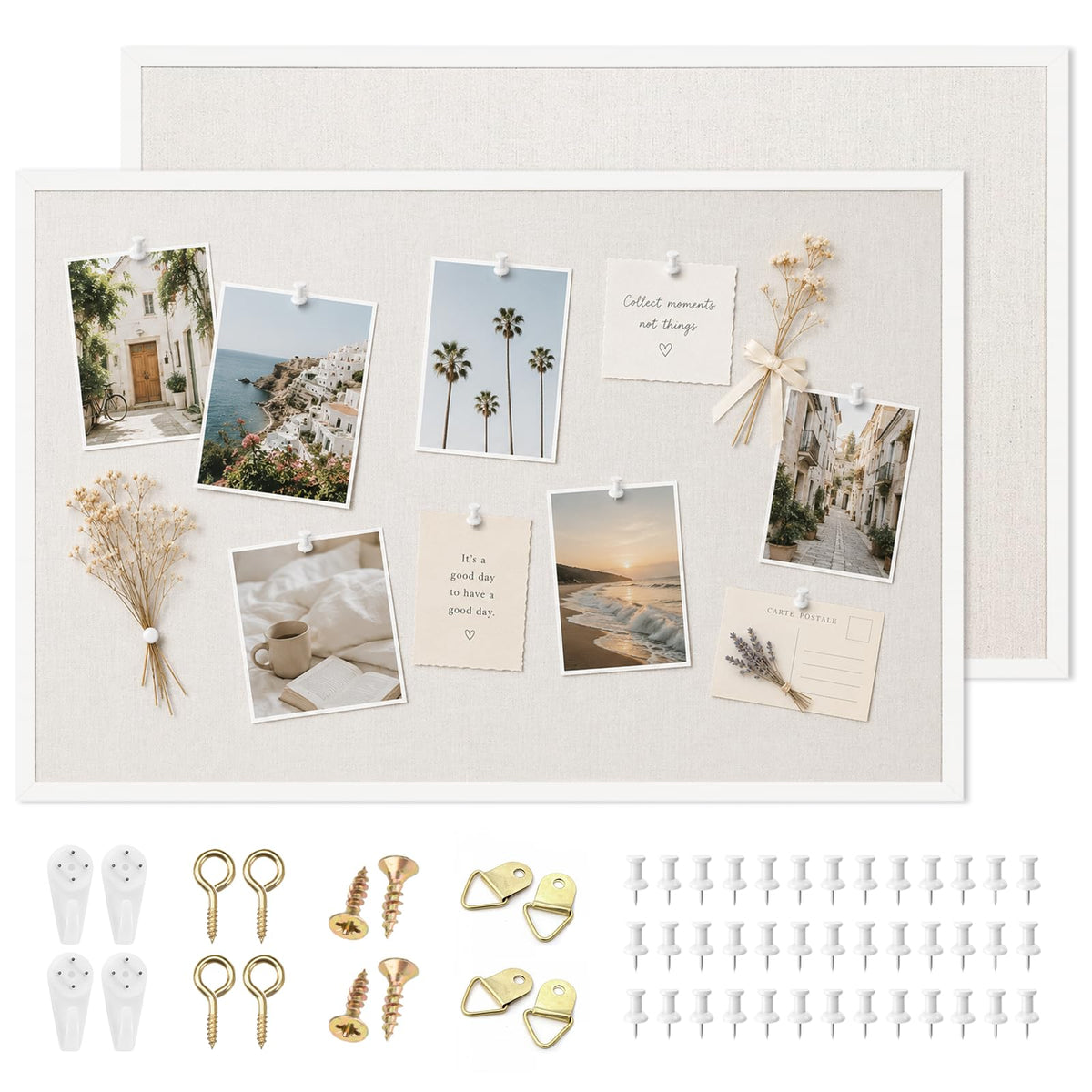 OWLKELA 24'' x 36'' Linen Bulletin Board 2 Pack, White Framed Cork Board, Perfect for Office & Home Decor, School, Cubicle
