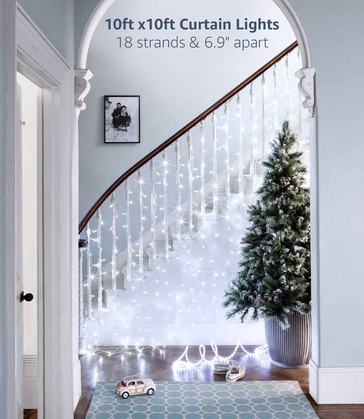 Lighting EVER Curtain Lights Cool White, 306 LED Plug in Hanging Fairy String Light for Bedroom Wall, Indoor Outdoor Backdrop Lighting for Wedding Party Patio (10x10ft, 18 Strings 6.9" Apart)