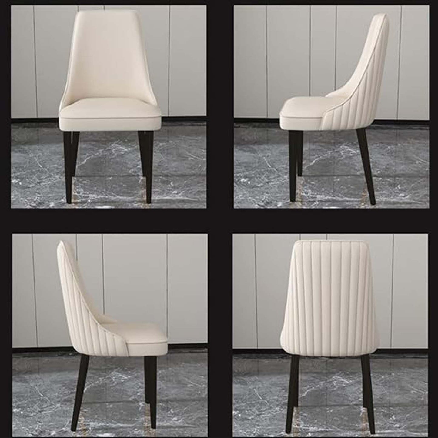 Mid Century Modern Dining Chairs Set of 4 Upholstered Leather Kitchen Chairs with Metal Legs for Living Room Farmhouse and Waiting Area