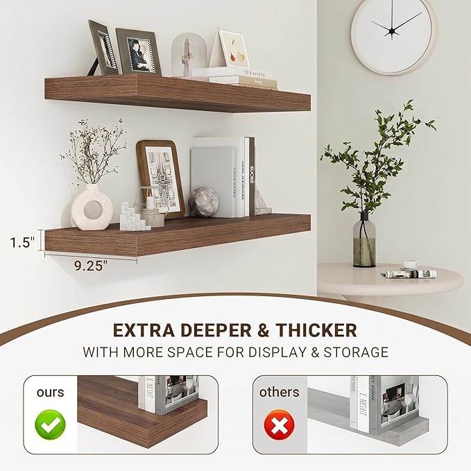 Acovy 55 Inch Floating Shelves, Wooden Shelves