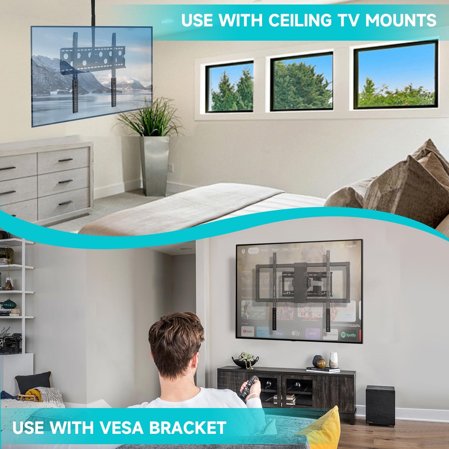 Gadgetzan TV Mount Extension Bracket Kit,TV Mount Extender Designed for Low Vesa Pattern TV’s,Steel Wall Mount Extension Bracket Plate- 2 Pcs