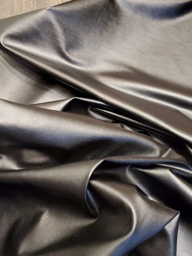 NAT Leathers™ | Black Stretch Super Soft Faux Vegan Leather PU | by the Yard