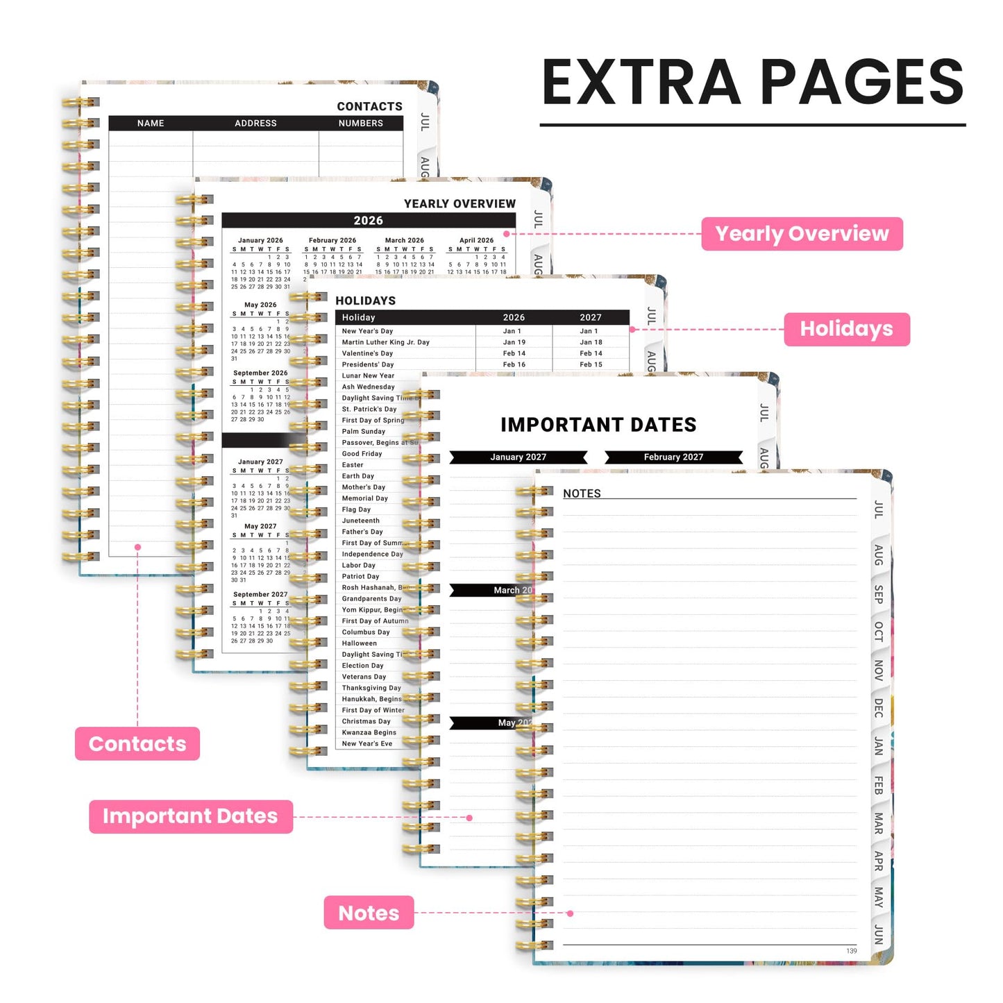 Academic Planner 2026-2027, Monthly and Weekly Calendar Planner, July 2026 - June 2027, Pretty Hardcover Teacher Student Planning Agenda Book with Tabs, Fit for School Office Supplies, 6.3" x 8.5", Fawn Whisper