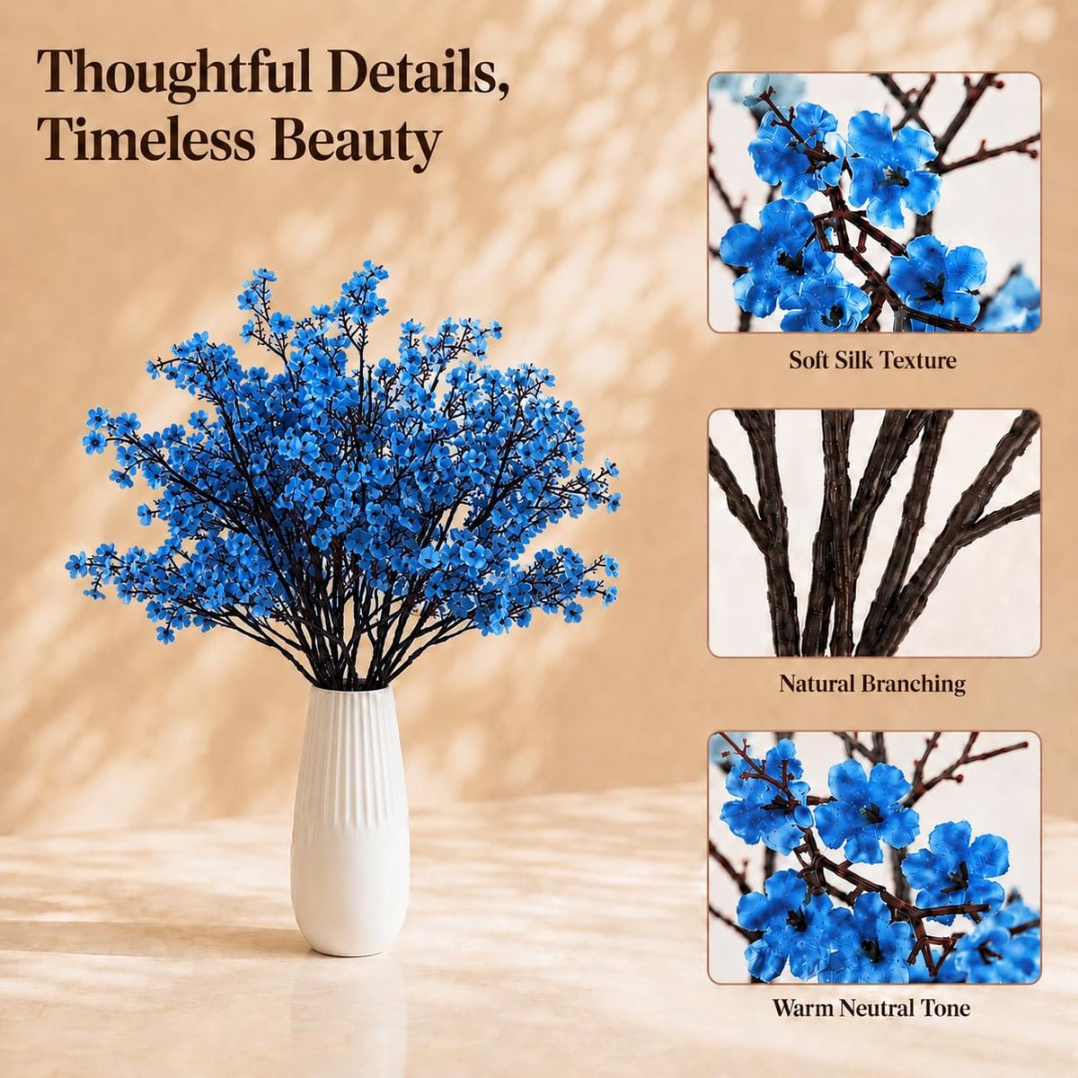 Mandy's 6 Bundles Artificial Royal Blue Baby’s Breath Flowers