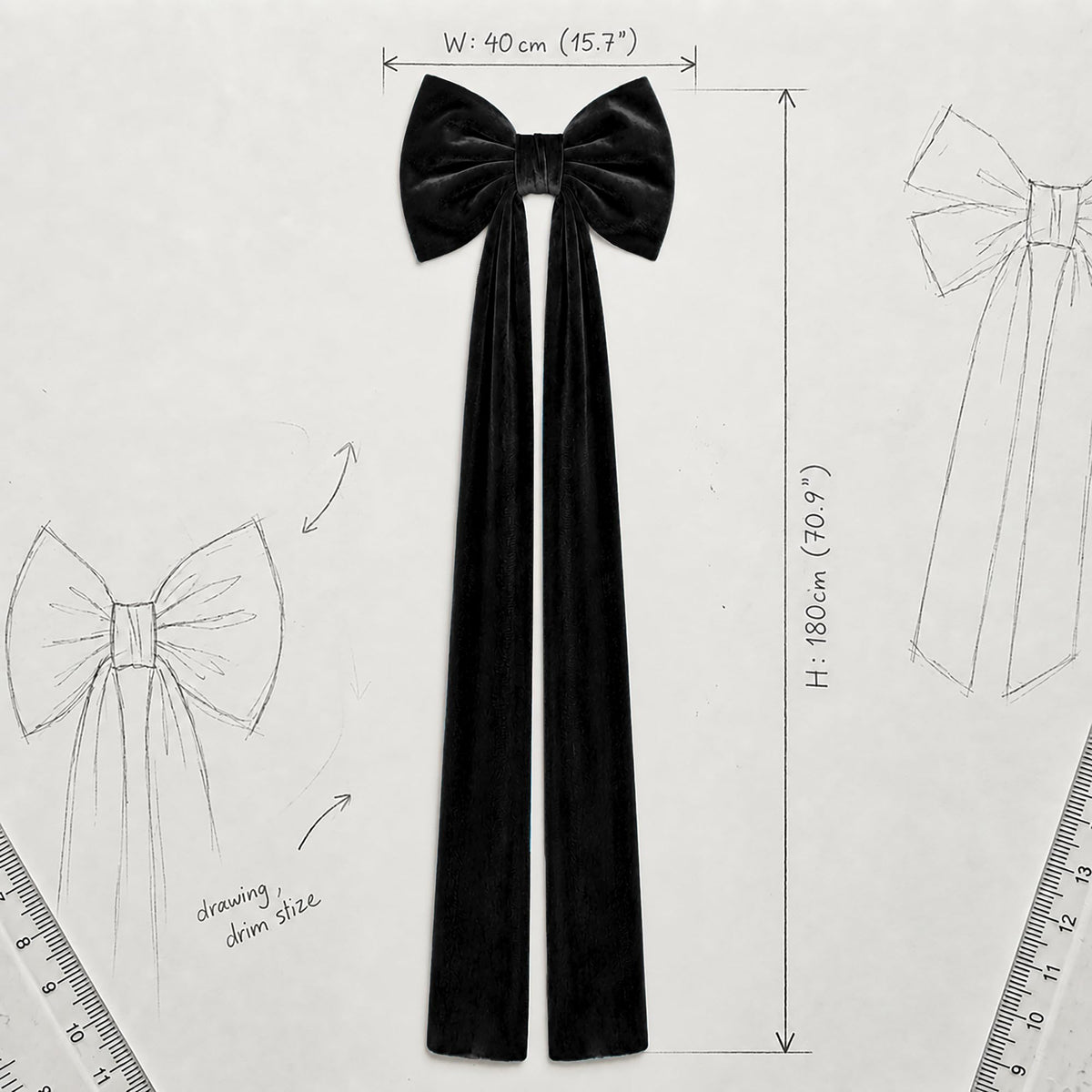 Big Black Velvet Bow Coquette Room Decor, 16x71 Inch Large Christmas Bows for Birthday Decorations, Christmas Tree Topper, Girl Room Decor, Bachelorette, Wedding, Baby Shower, Front Door, Wreath