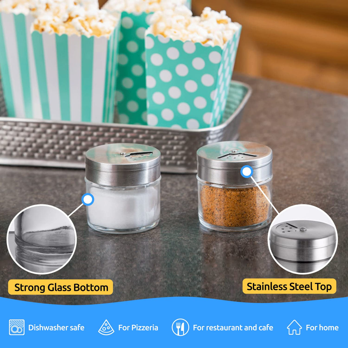 6-Pack 3oz Glass Spice Seasonings Shaker With Adjustable Lid